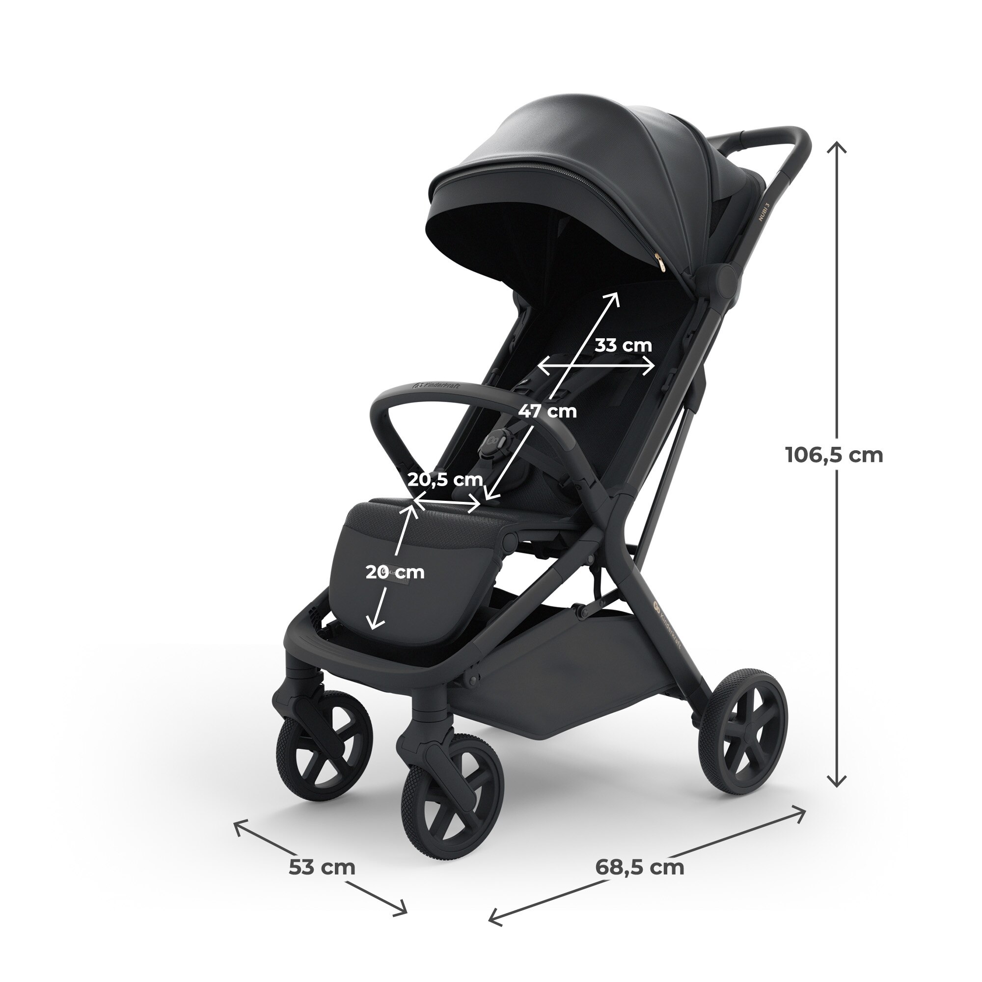 Silla de paseo Nubi 3 de Kinderkraft - Negro Negro-14