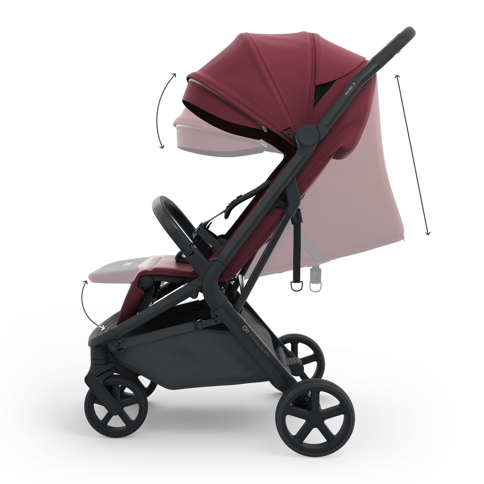 Silla de paseo Nubi 3 de Kinderkraft - Granate Granate-12