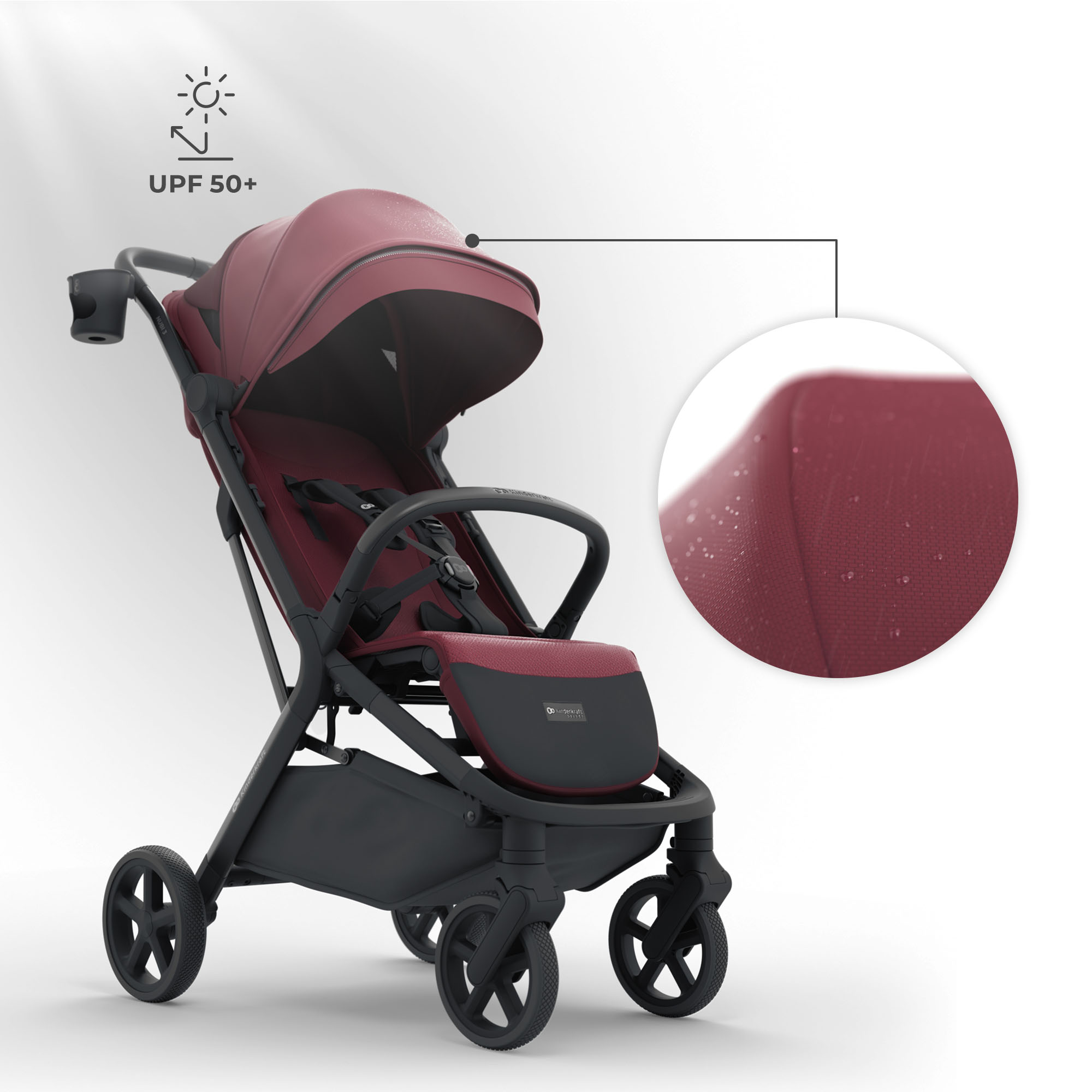Silla de paseo Nubi 3 de Kinderkraft - Granate Granate-16