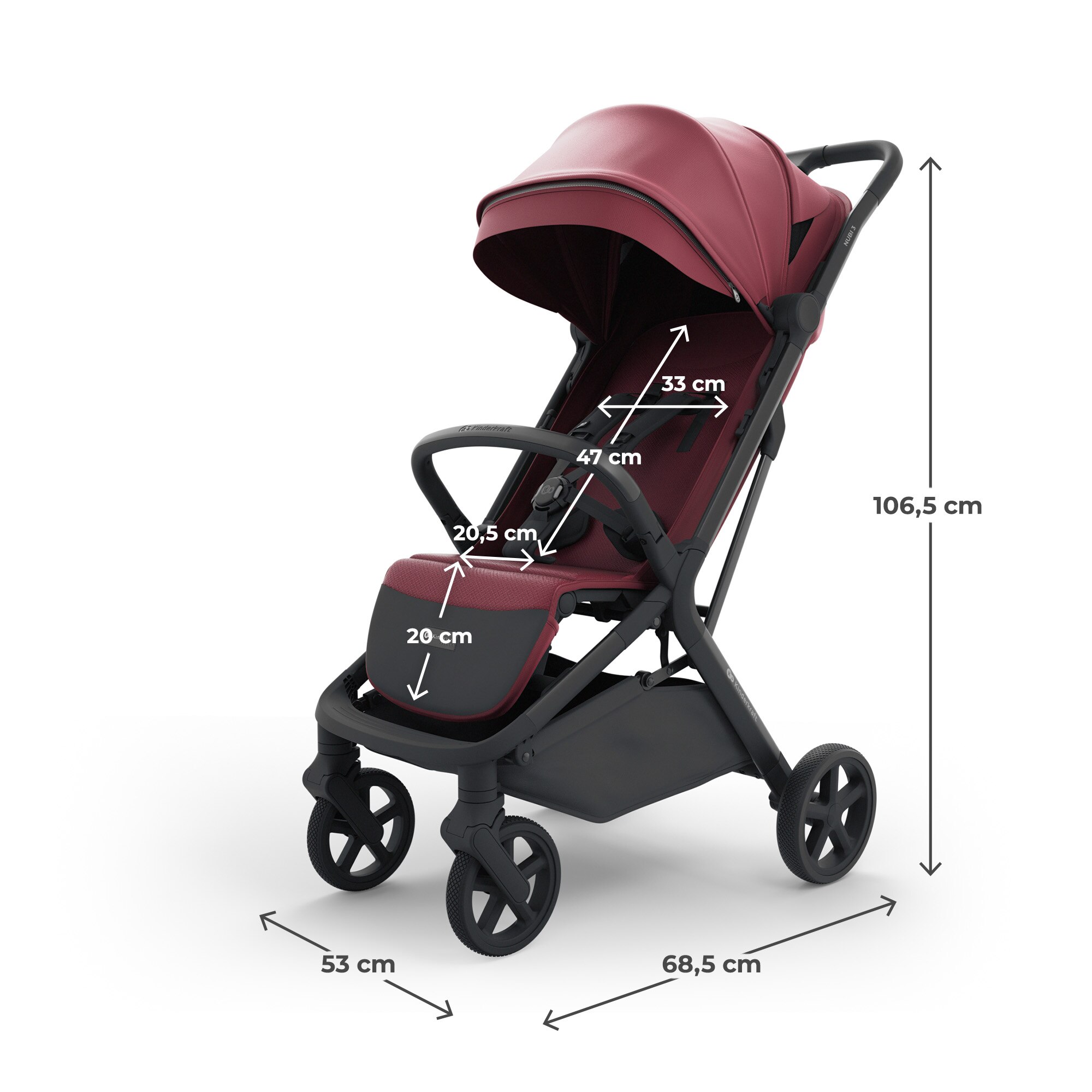 Silla de paseo Nubi 3 de Kinderkraft - Granate Granate-17