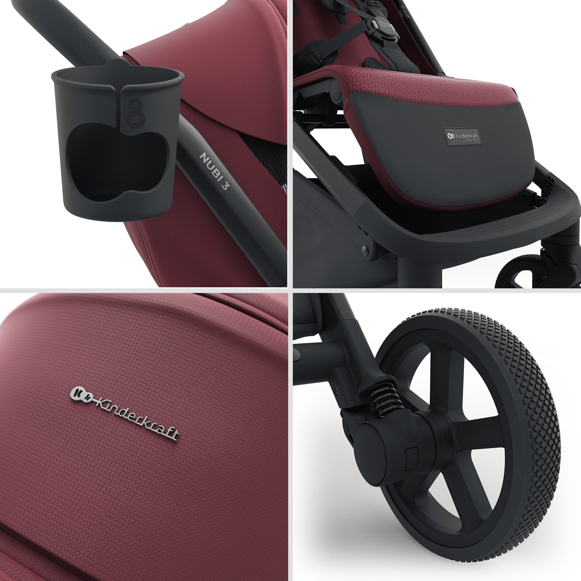 Silla de paseo Nubi 3 de Kinderkraft - Granate Granate-20