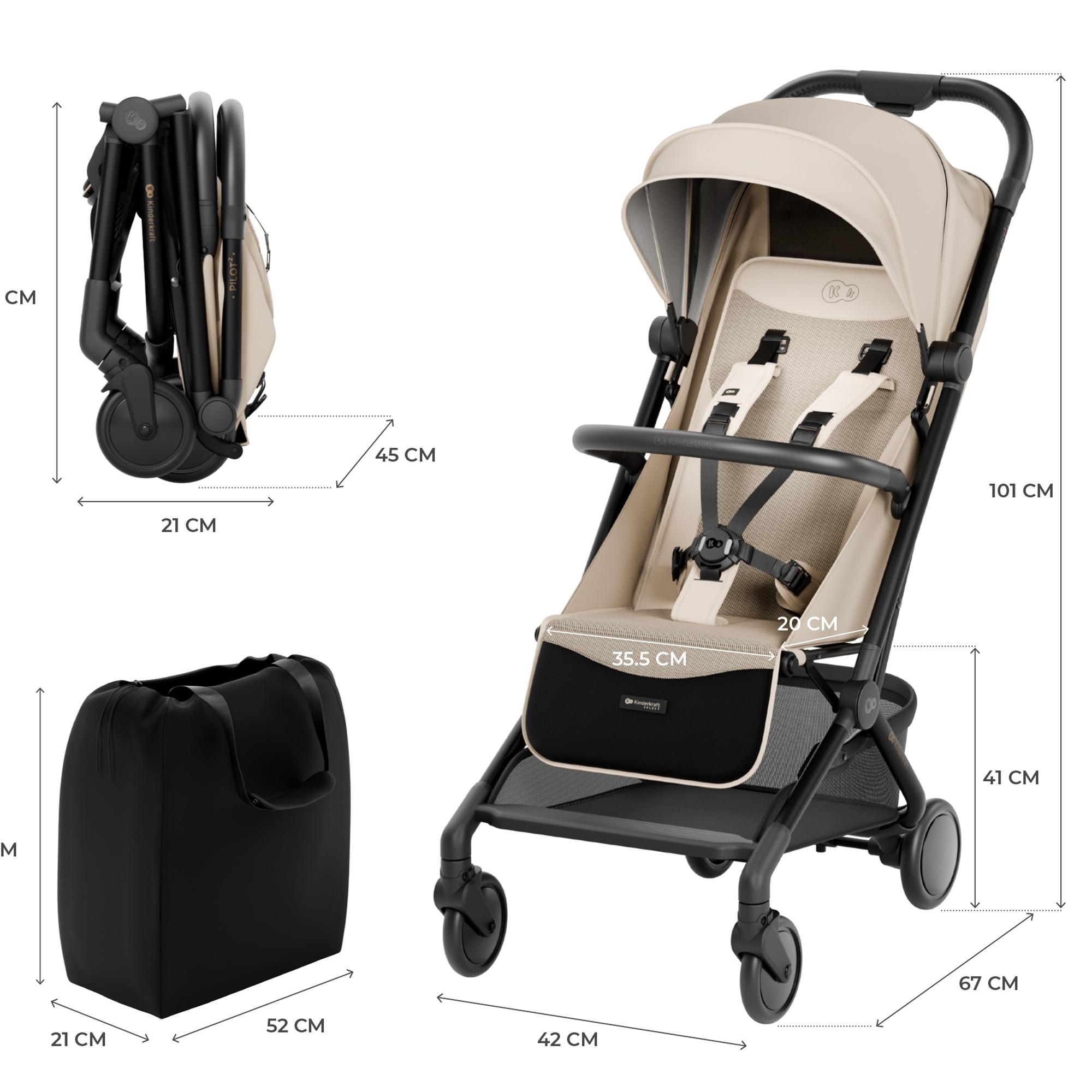 Carrinho de Passeio Pilot 2 Bege-10