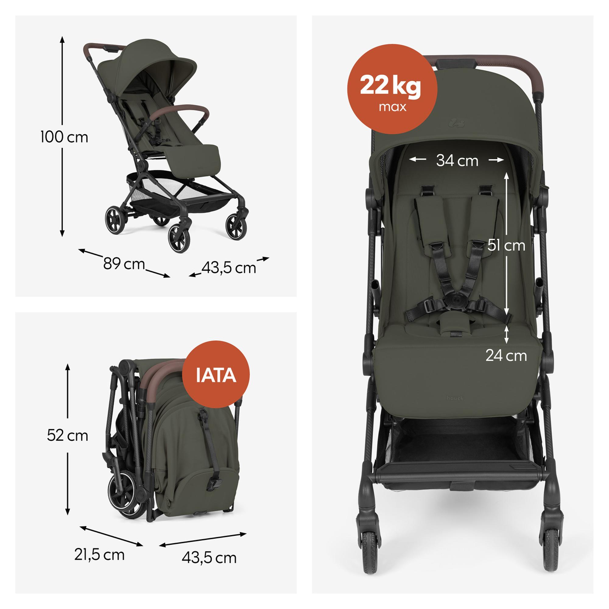 Silla de Paseo Ultraligera Cabina Avión Hauck Lite N Care - Verde pardo Verde pardo-6