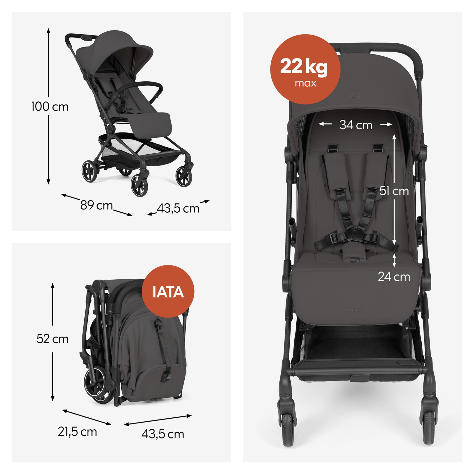 Silla de Paseo Ultraligera Cabina Avión Hauck Lite N Care - Gris oscuro Gris oscuro-6