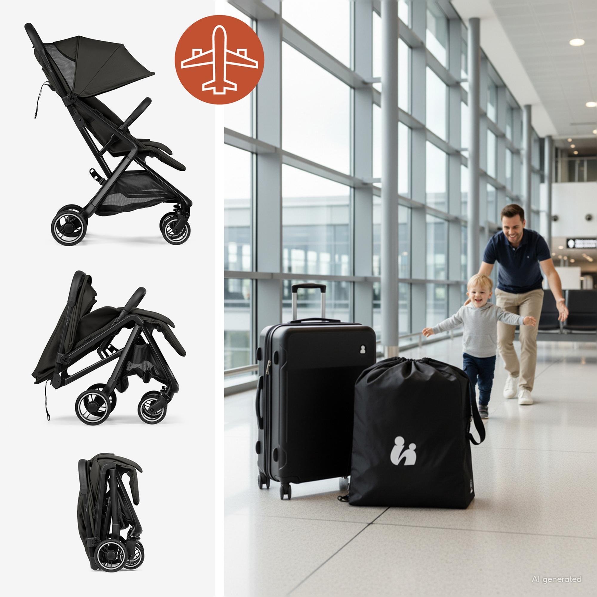 Silla de Paseo Compacta Cabina Avión Hauck Fly N Care - Negro Negro-6