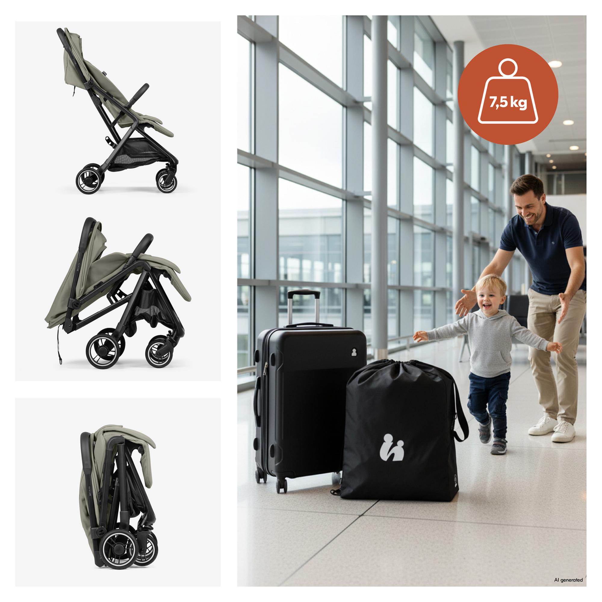 Carrinho de Passeio de Viagem Fly N Care Verde-militar-5