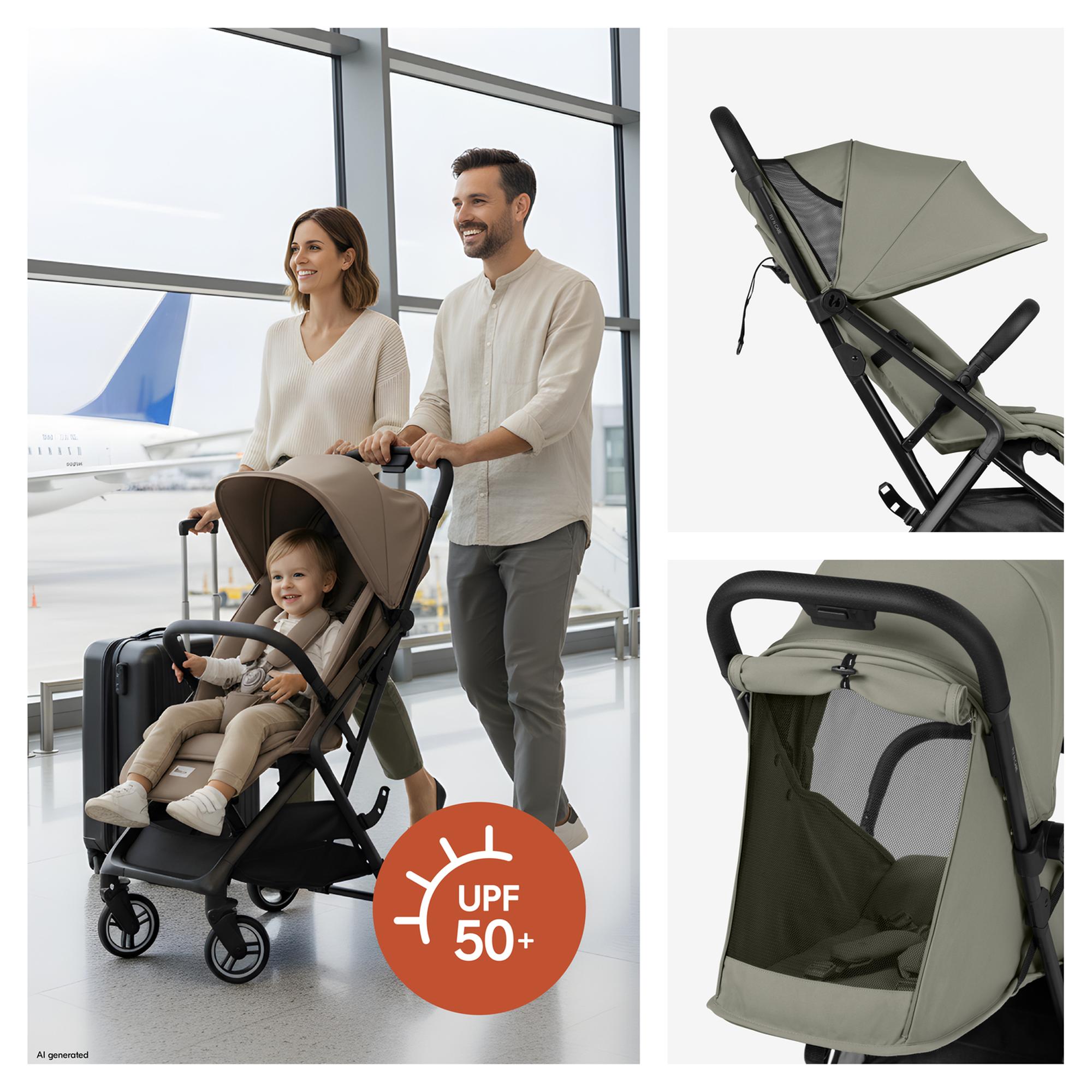 Carrinho de Passeio de Viagem Fly N Care Verde-militar-7