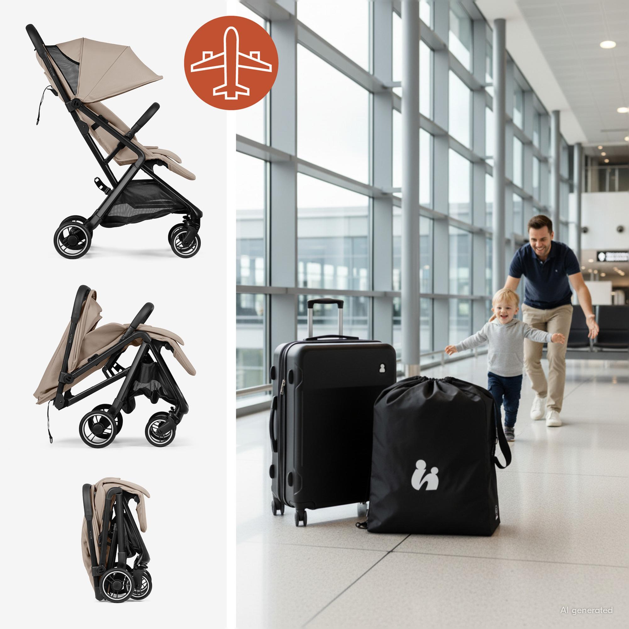 Silla de Paseo Compacta Cabina Avión Hauck Fly N Care - Marrón Marrón-6