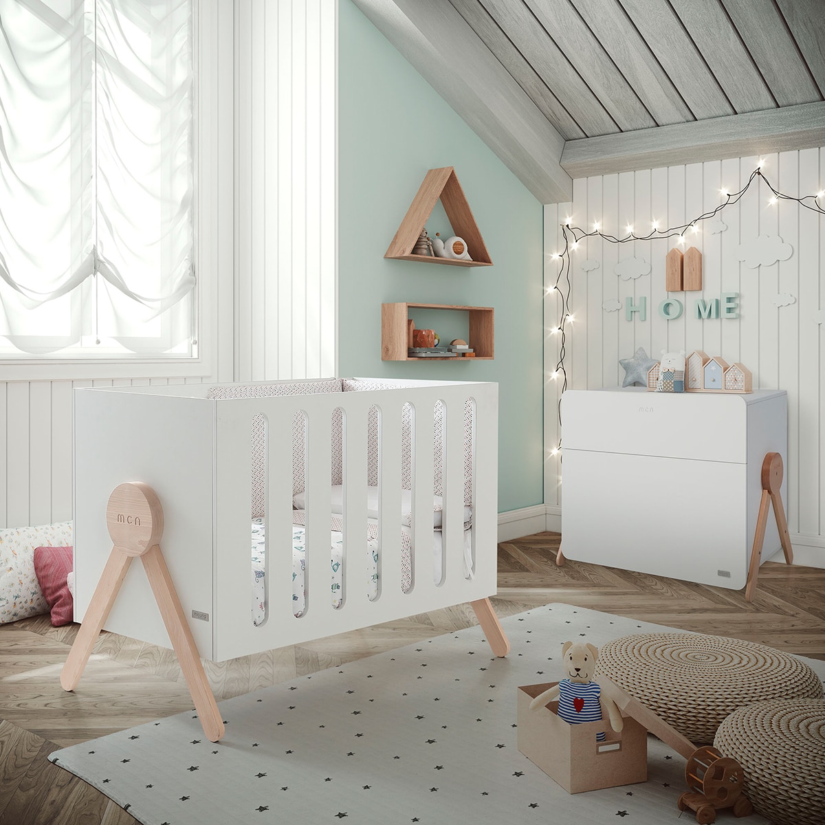 Berço com Relax System Swing - 120x60 cm Branco / Madeira-2