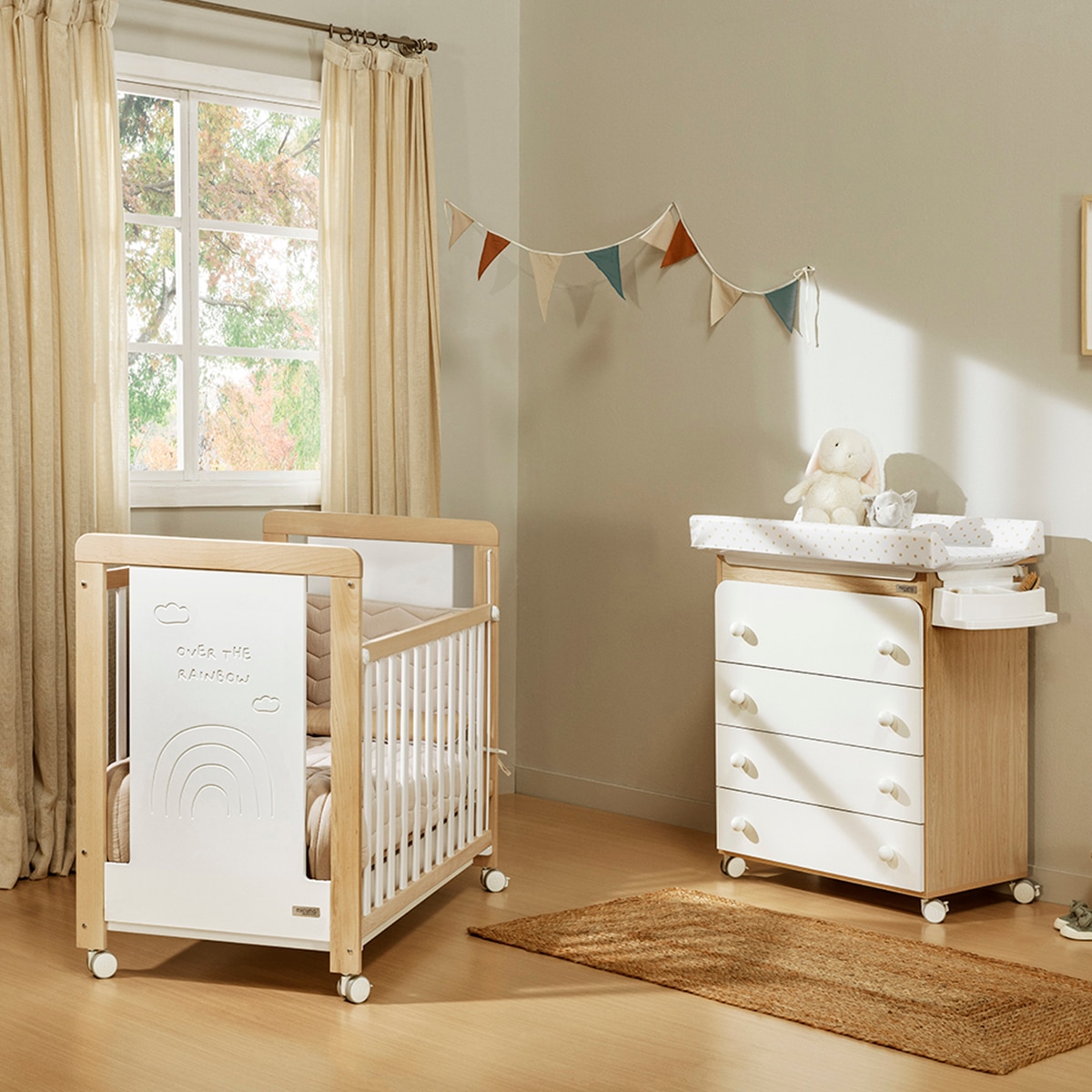 Cuna (60 x 120 cm.) Micuna Over the Rainbow blanco - Natural Natural-2