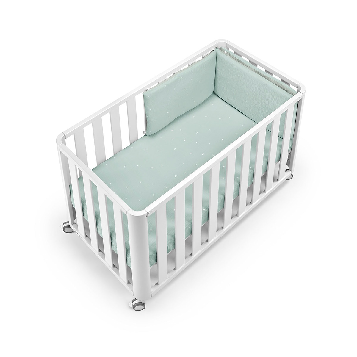 Pack de Berço de Co-Sleeping (60 x 120 cm.) Doco Sleeping + Colchão Air-Foam + Têxtil Tipi - Verde COLOR_BLANCO-1