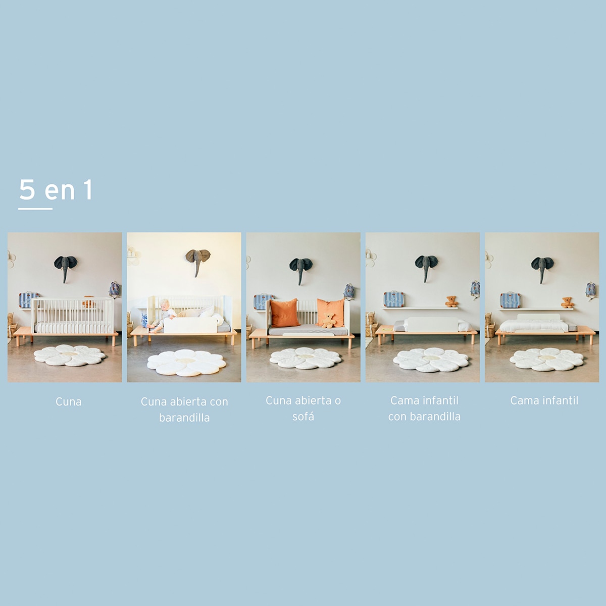 Berço Conversível em Cama Infantil 5 em 1 Childhome Natural-8