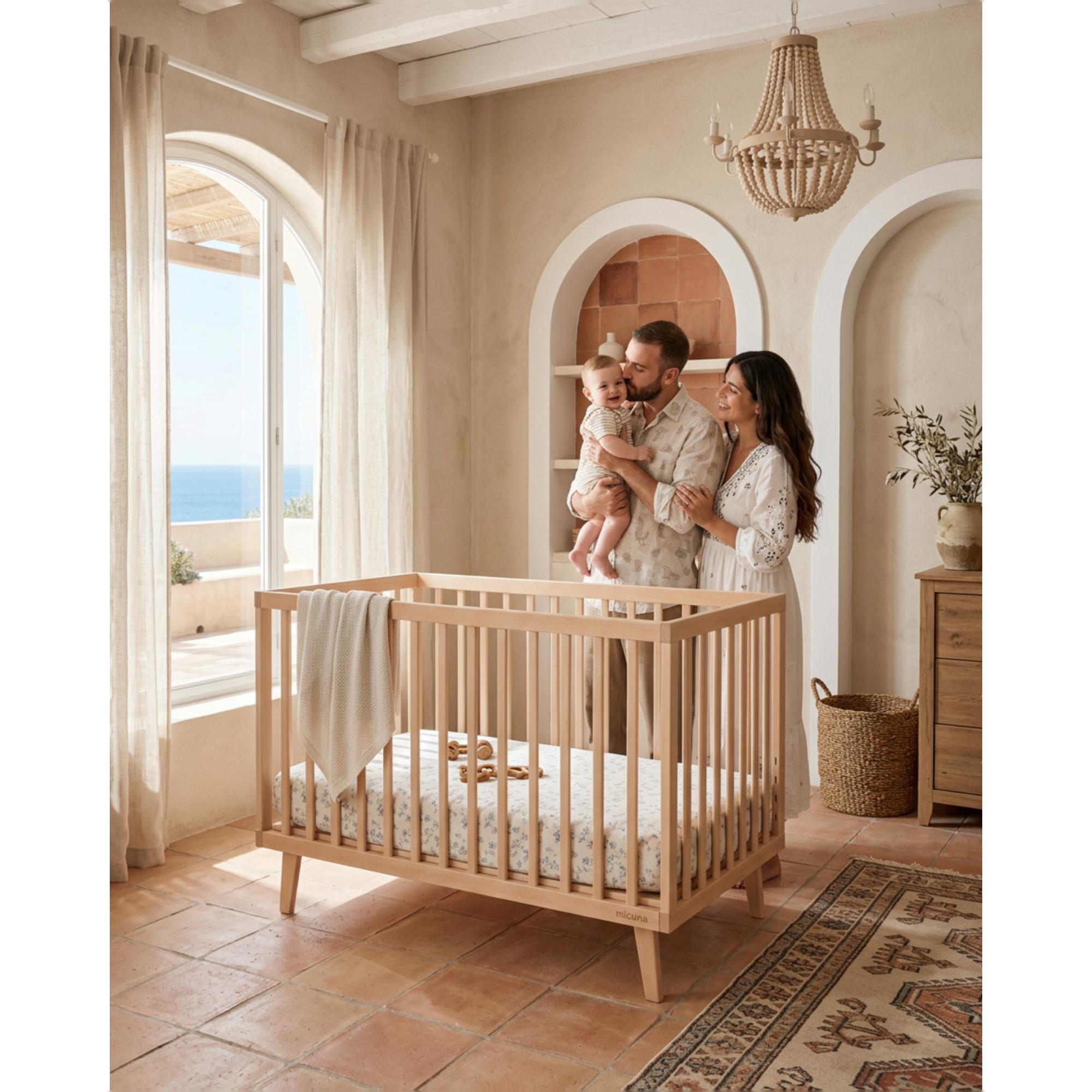 Berço com Opção de Co-Sleeping Mencía 120x60 Natural-3