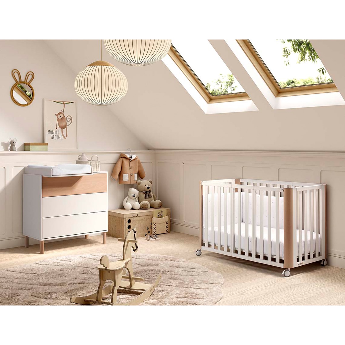 Imagen 5 de Pack Cuna evolutiva (90x50/120x60 cm) Cotinfant Doco Sleeping PLUS + colchón 90x50 - Blanco / Natural Blanco / Natural