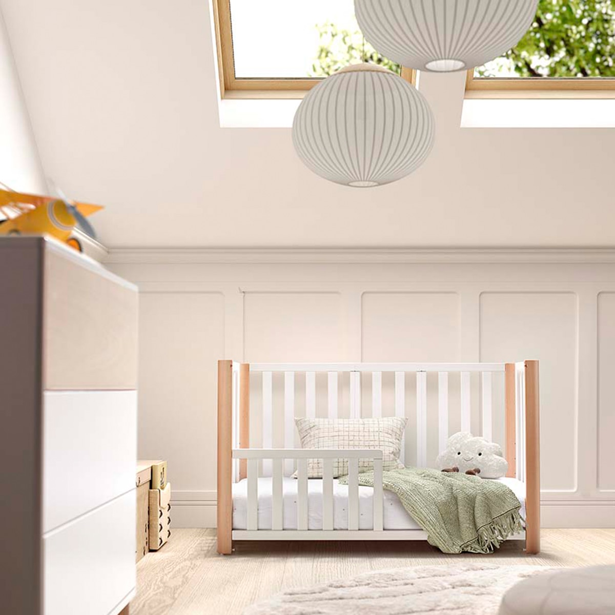 Imagen 6 de Pack Cuna evolutiva (90x50/120x60 cm) Cotinfant Doco Sleeping PLUS + colchón 90x50 - Blanco / Natural Blanco / Natural