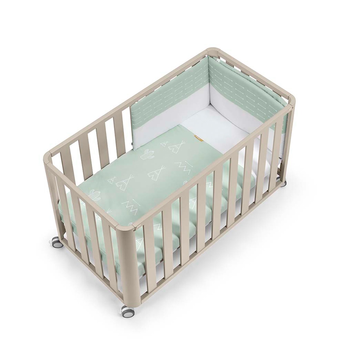 Pack de Berço de Co-Sleeping (60 x 120 cm.) Doco Sleeping + Colchão Air-Foam + Têxtil Tipi - Verde COLOR_BEIGE-1