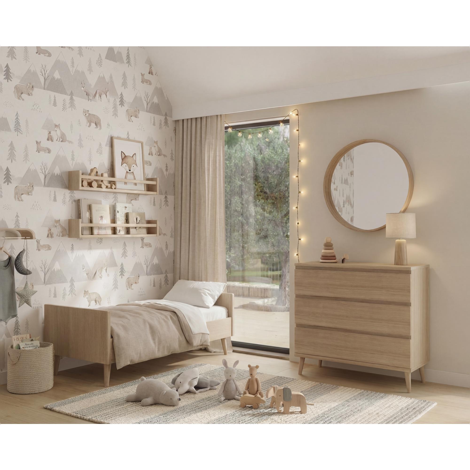 Berço convertível em cama (140 × 70 cm) Ikid Firenze Natural-4