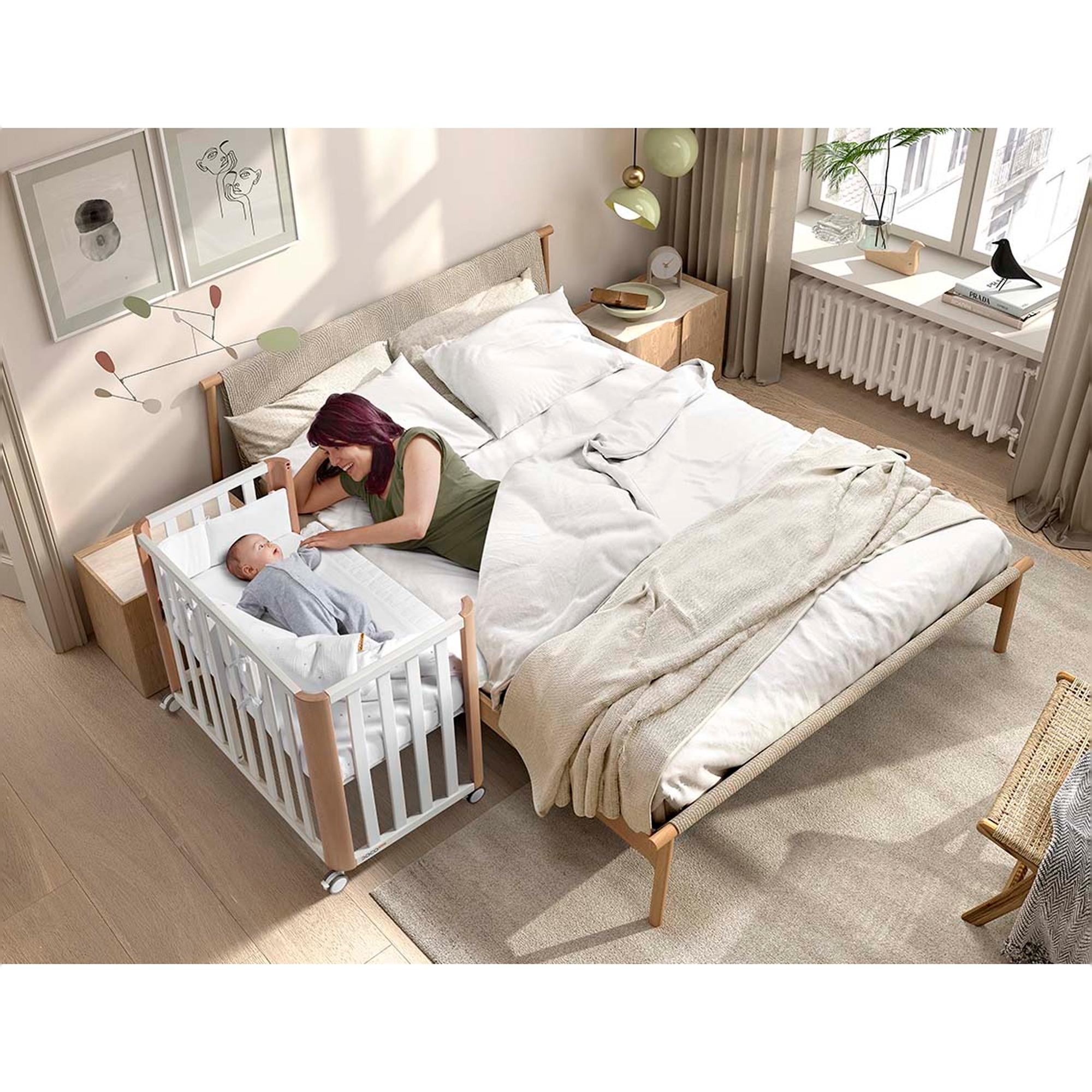 Conjunto de berço evolutivo (90x50/120x60 cm) Cotinfant Doco Sleeping PLUS + colchão + roupa de cama SILVA 90x50 Natural-4