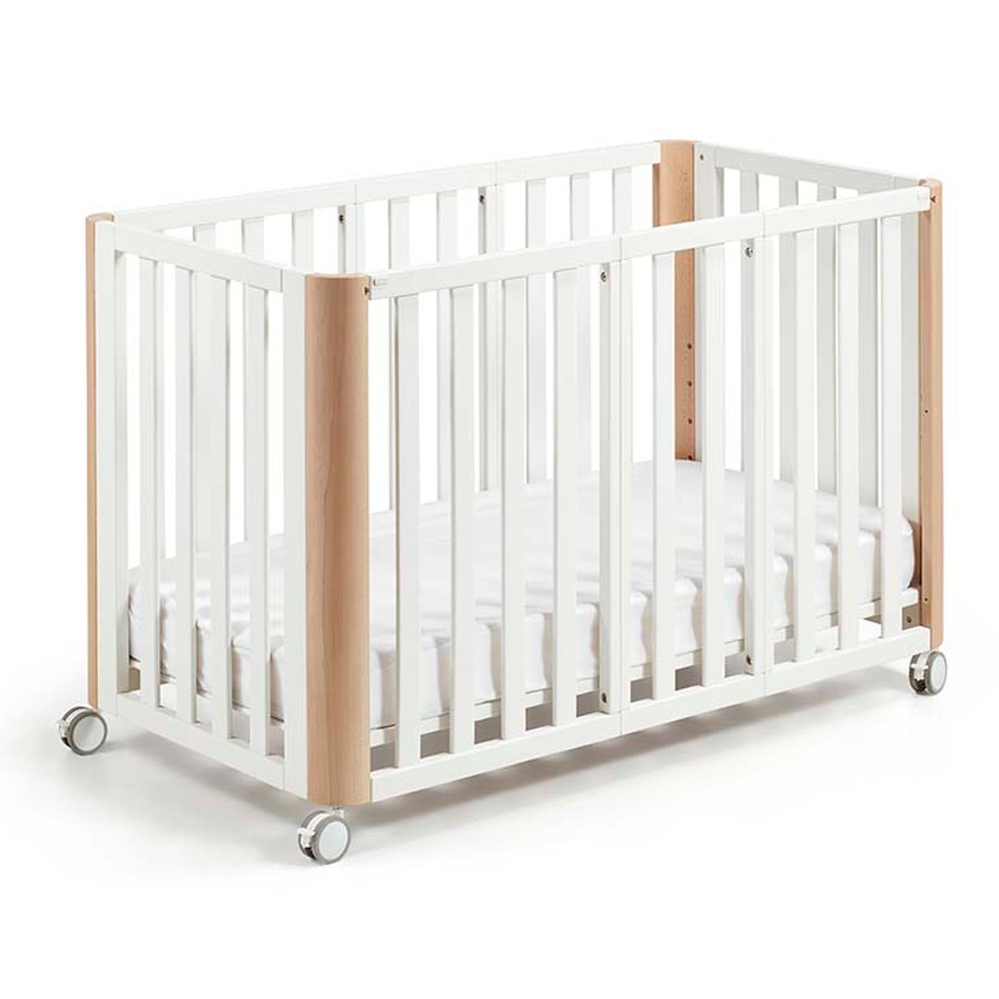 Conjunto de berço evolutivo (90x50/120x60 cm) Cotinfant Doco Sleeping PLUS + colchão + roupa de cama SILVA 90x50 Natural-7