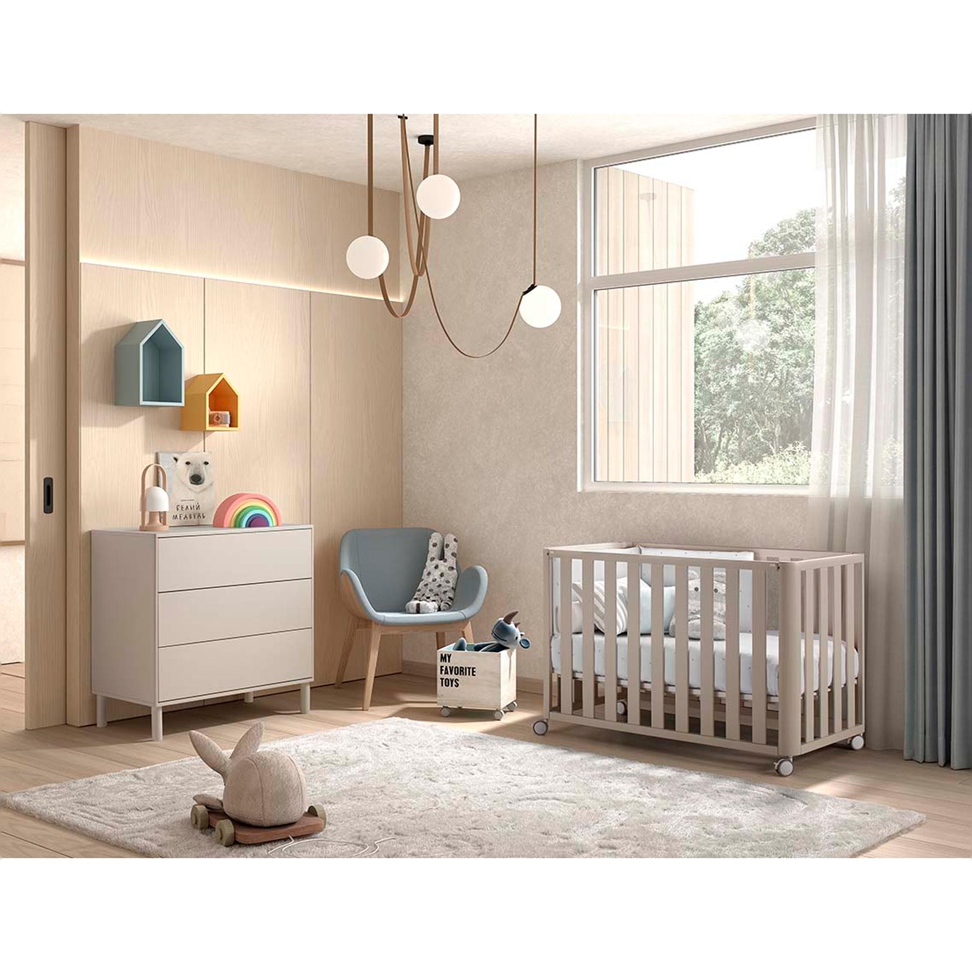 Pack Cuna de colecho (120x60 cm) Cotinfant Doco Sleeping + colchón + textil SILVA - Beige Beige-3