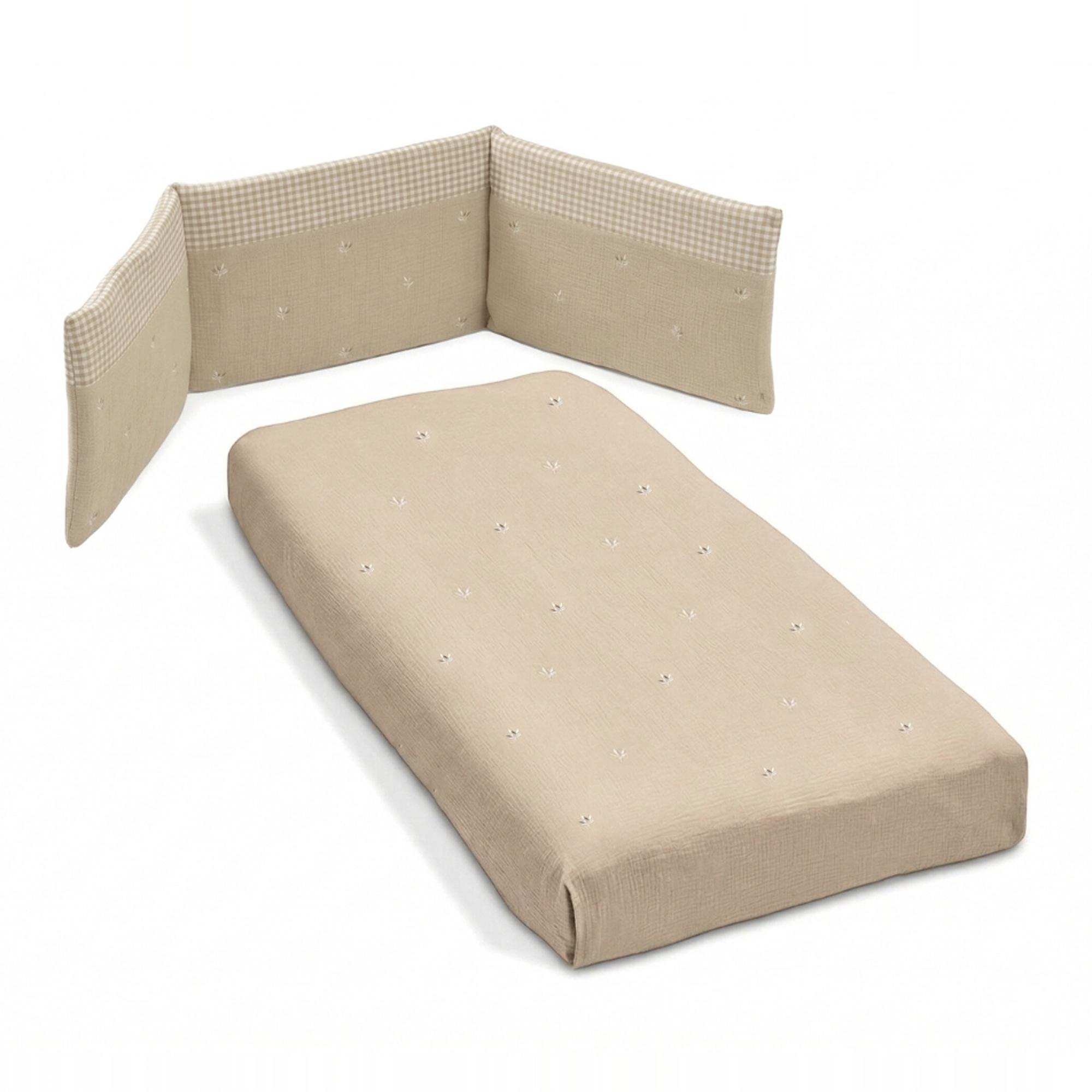 Pack Cuna de colecho (120x60 cm) Cotinfant Doco Sleeping + colchón + textil SILVA - Beige Beige-4