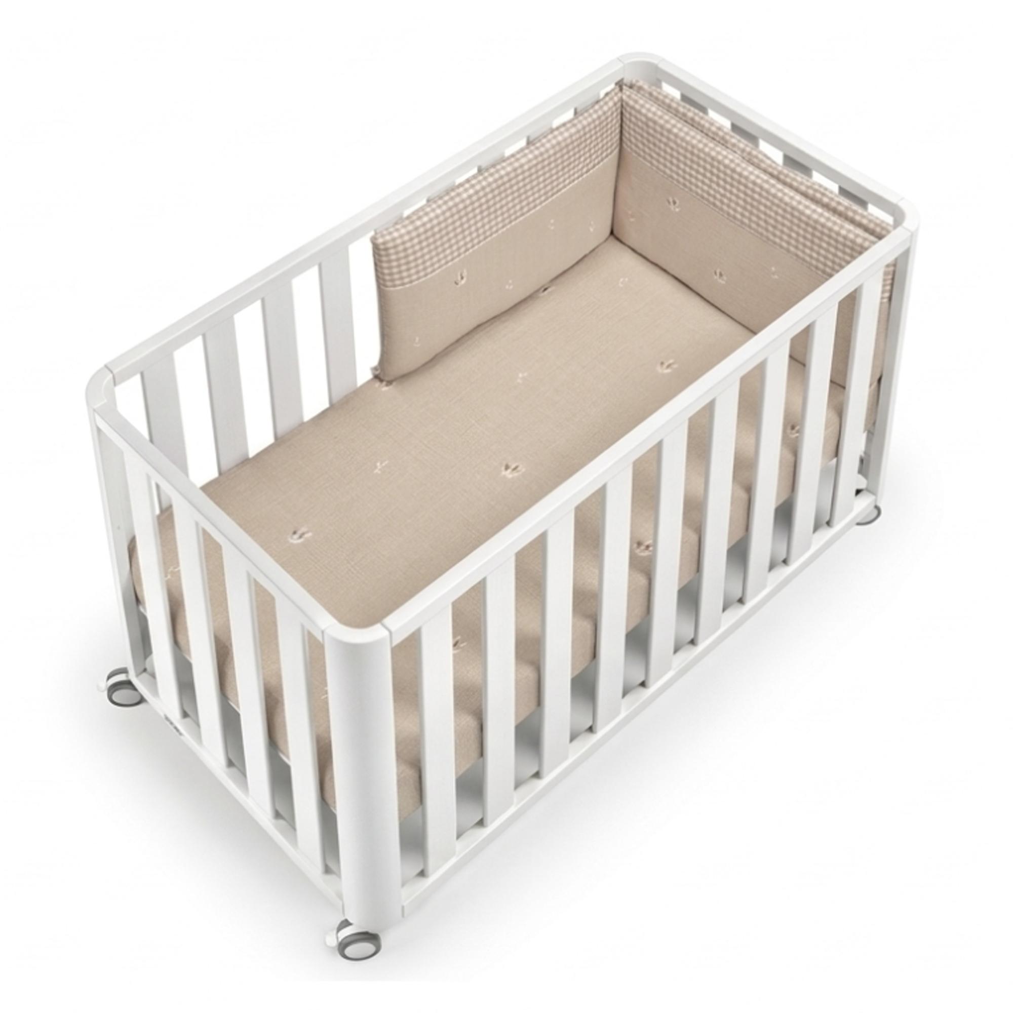Pack Cuna de colecho (120x60 cm) Cotinfant Doco Sleeping + colchón + textil SILVA - Blanco Blanco-1