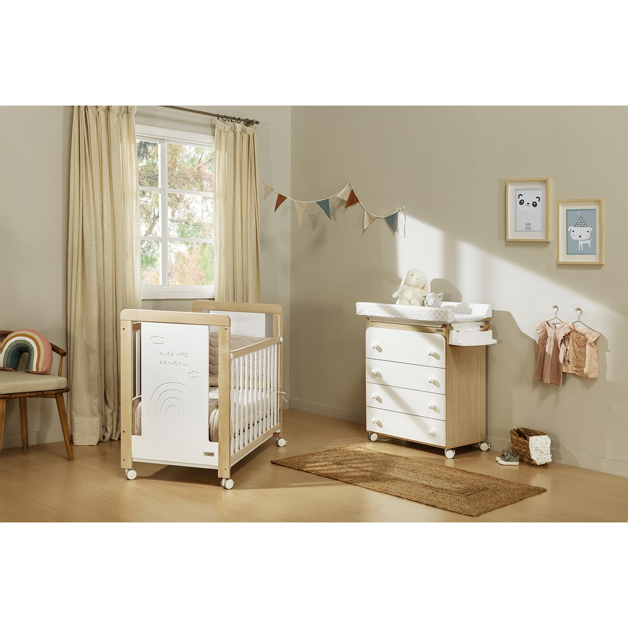 Berço com opção cosleeping (120x60) Micuna Over The Rainbow Branco-2