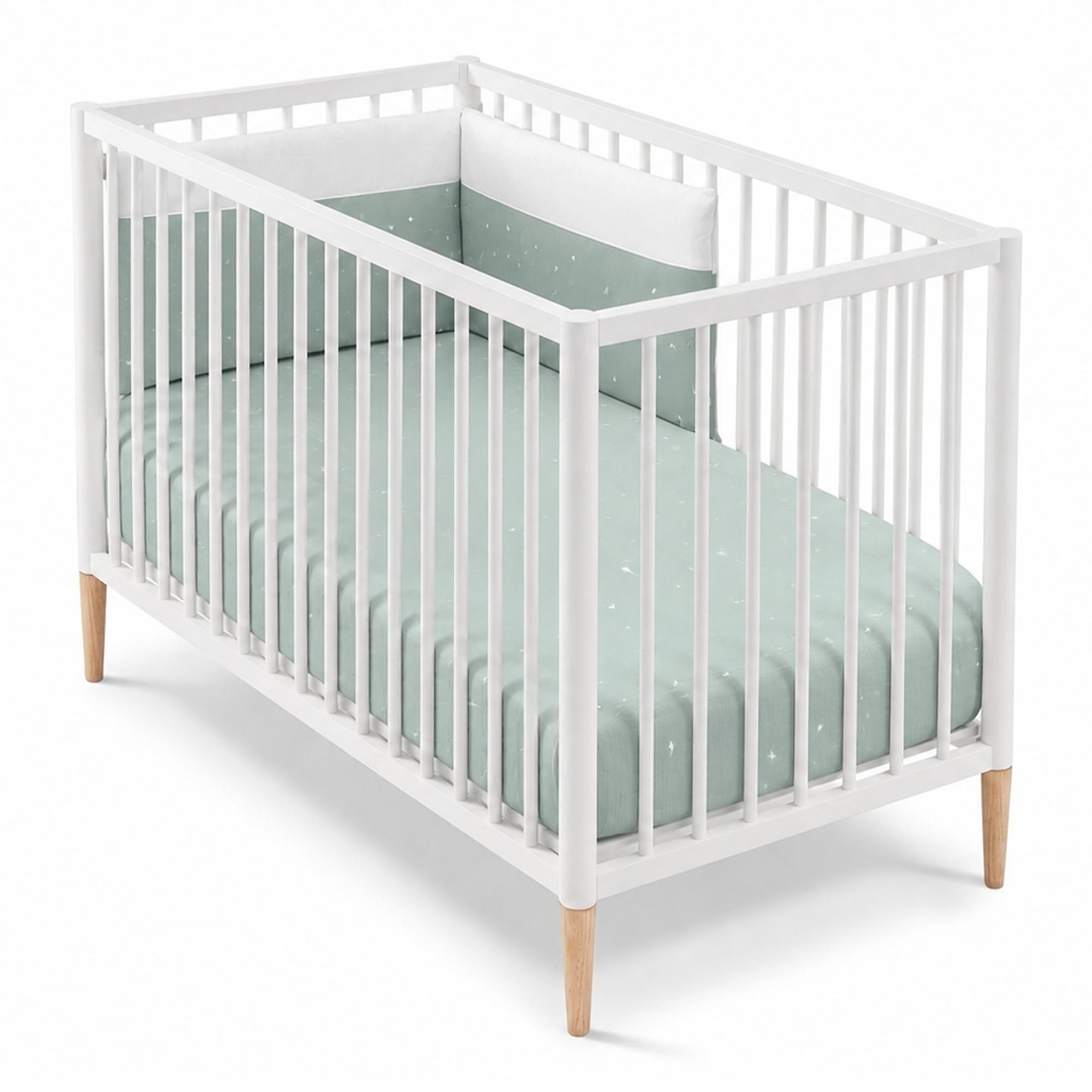 Imagem 0 de Pack Berço de Madeira Montesori (120x60 cm) Cotinfant Tesori + Colchão Air-Foam + Lençol SENA Verde Menta