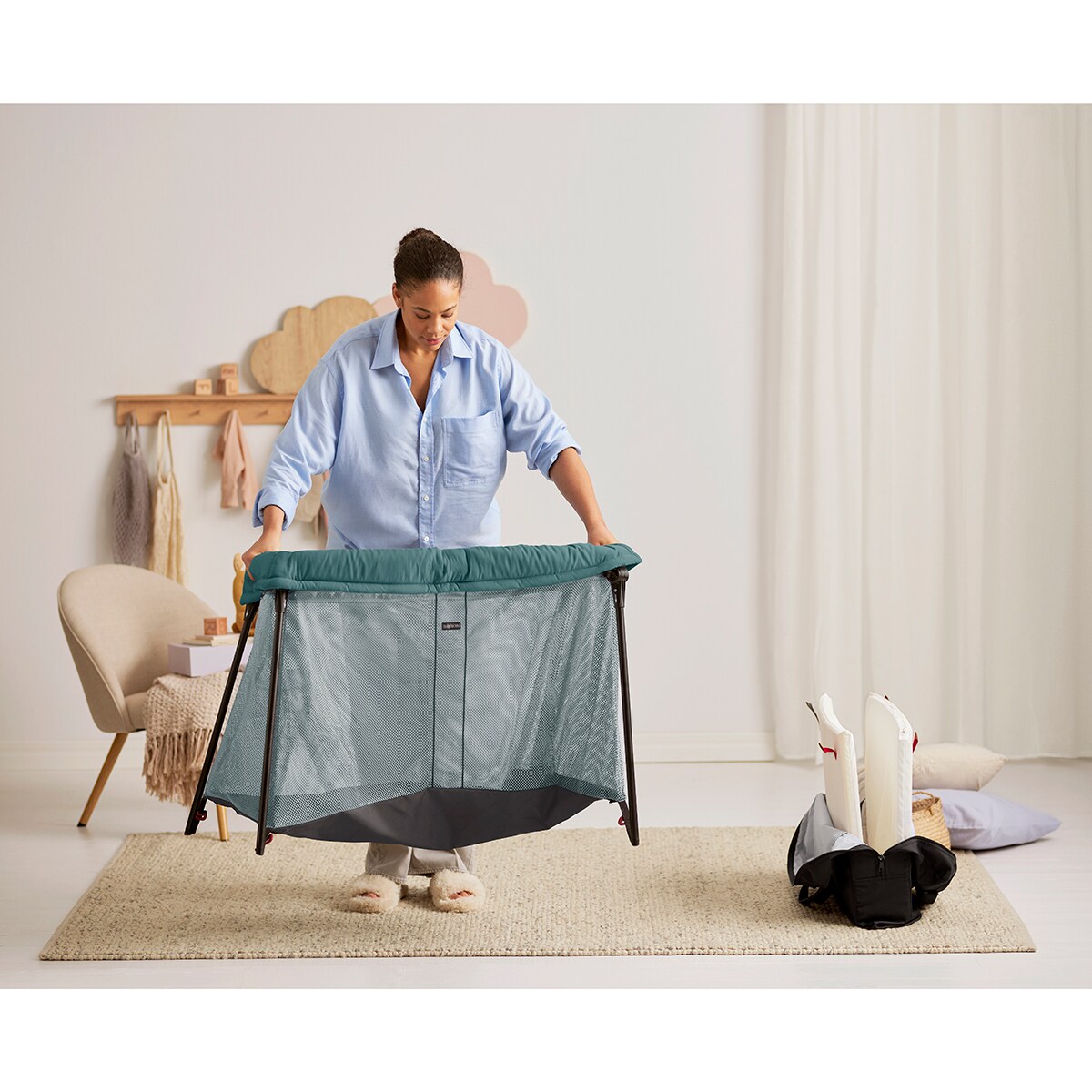 Berço de Viagem Light - Verde-Escuro Verde-escuro-12