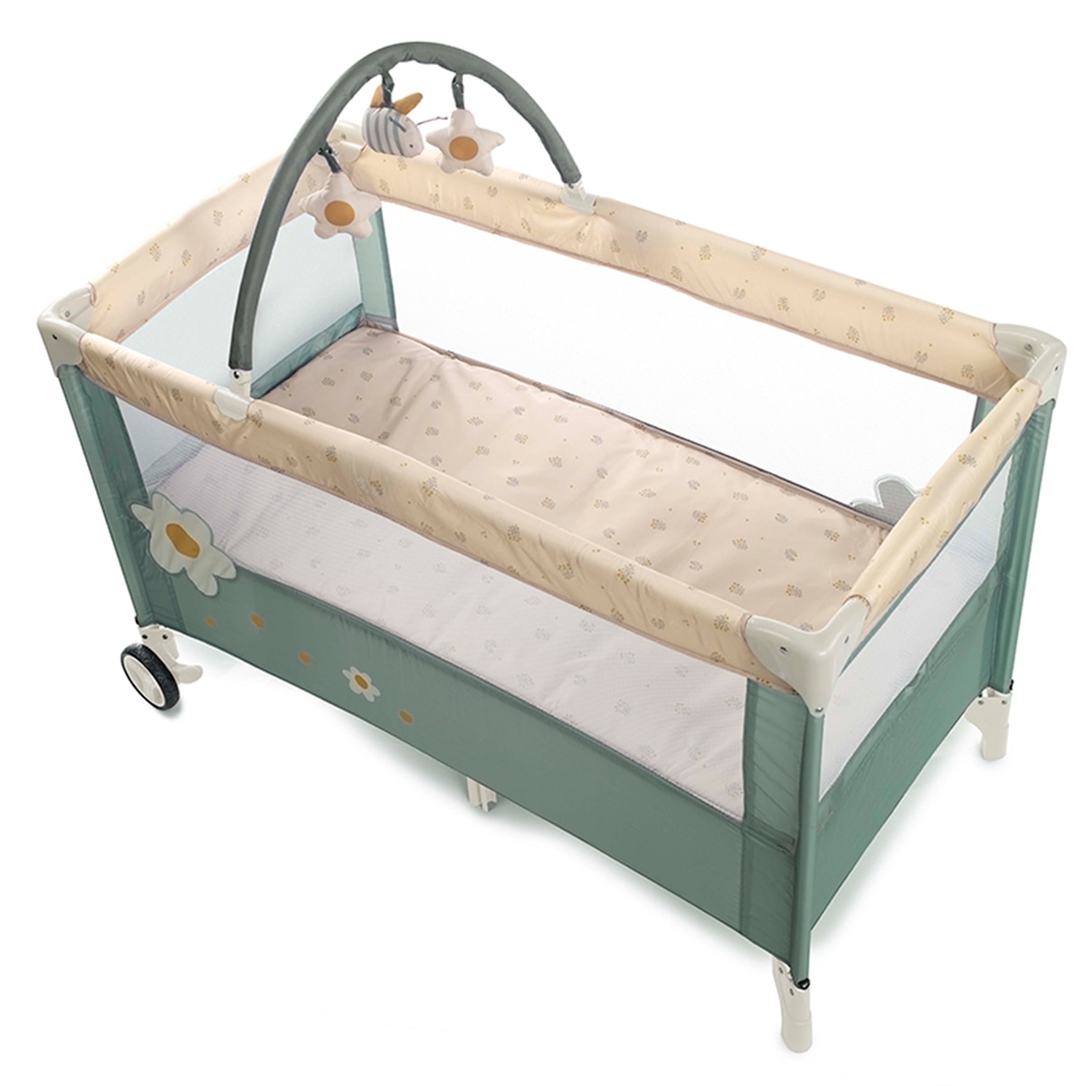 Berço de Viagem Duo Level Toys com Capa Verde-escuro-2