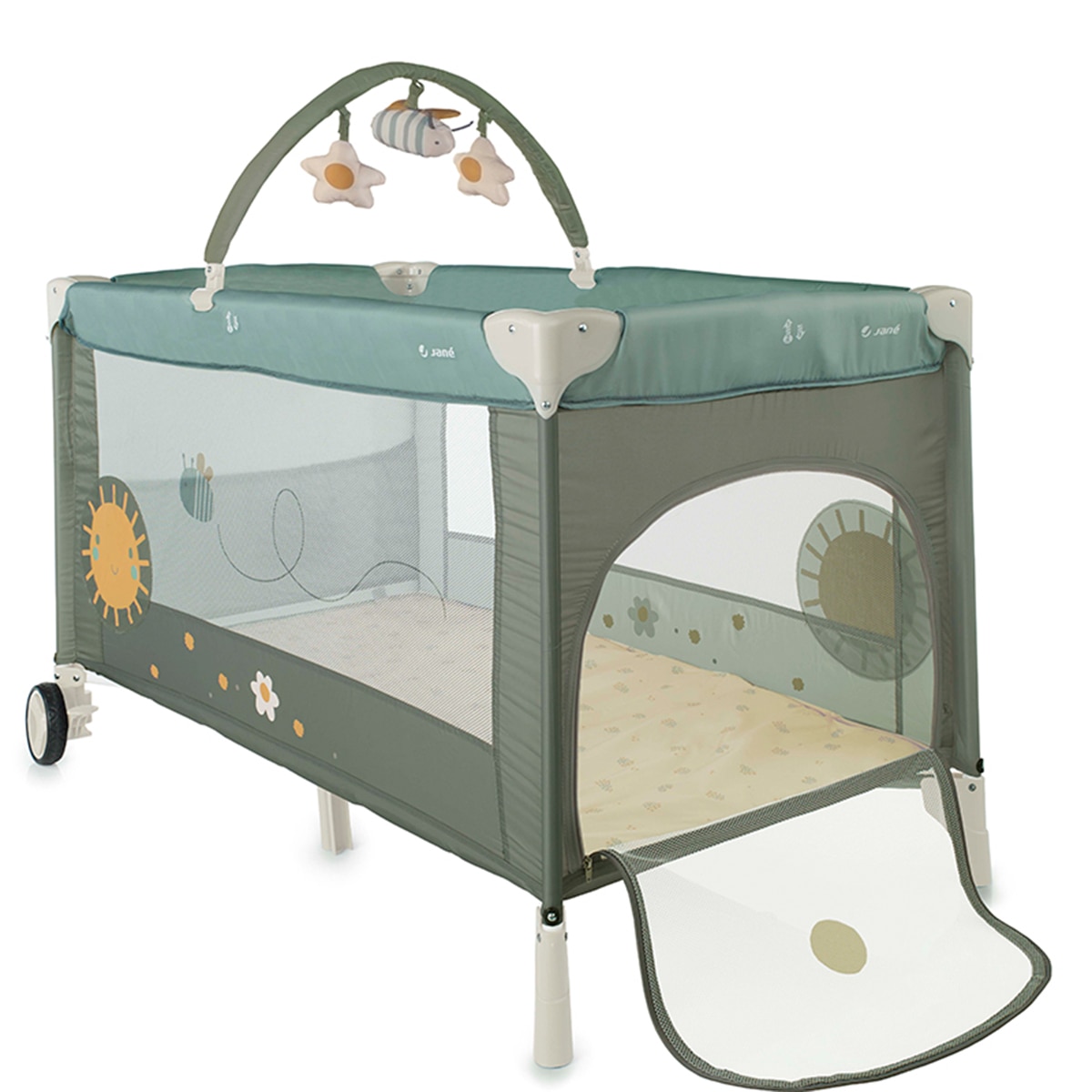 Berço de Viagem One Level Toys com Capa Verde-escuro-2