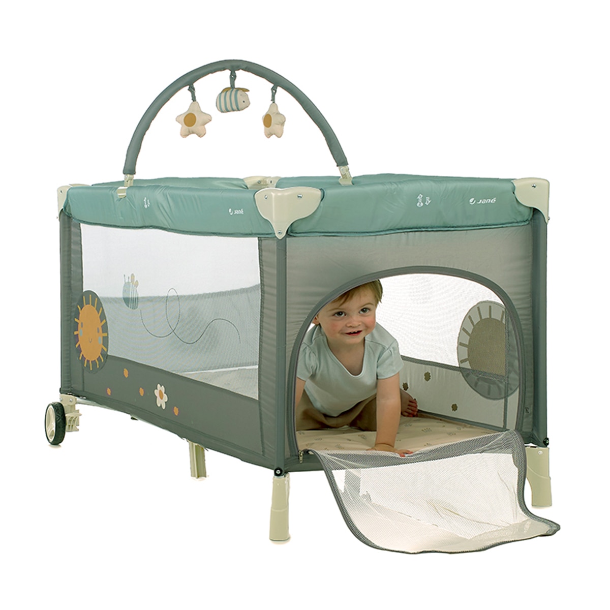 Berço de Viagem One Level Toys com Capa Verde-escuro-3