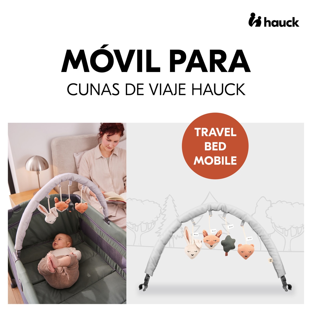 Arco de Brincadeira para Berço de Viagem Travel Bed Mobile Forest Cinzento-claro-2