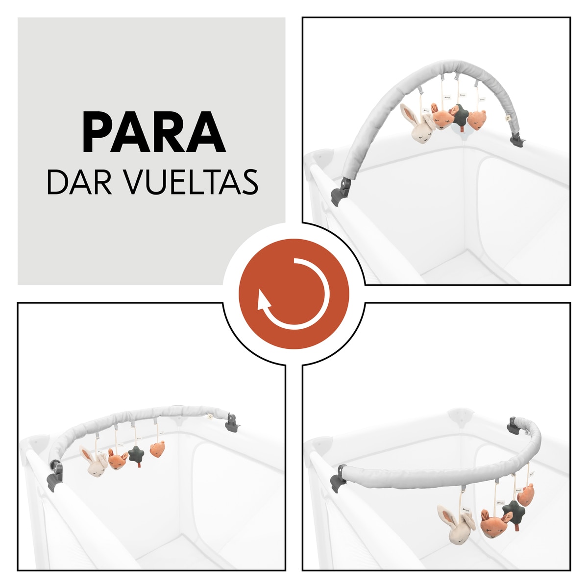 Arco de Brincadeira para Berço de Viagem Travel Bed Mobile Forest Cinzento-claro-7