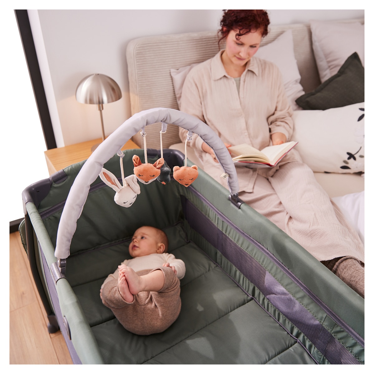 Arco de Brincadeira para Berço de Viagem Travel Bed Mobile Forest Cinzento-claro-23