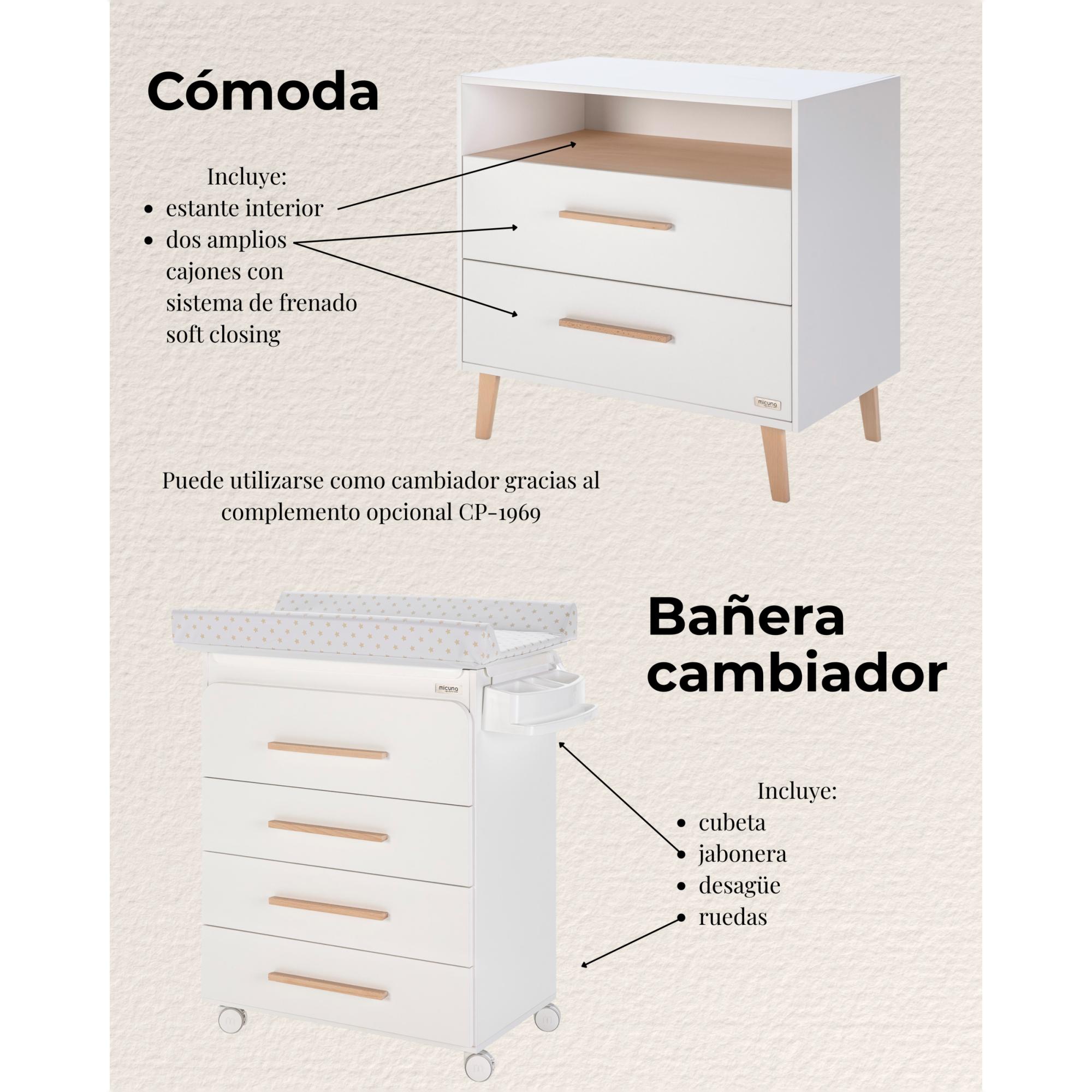 Cómoda Infantil (2 Gavetas/ 1 Prateleira) Trevi Branco-5