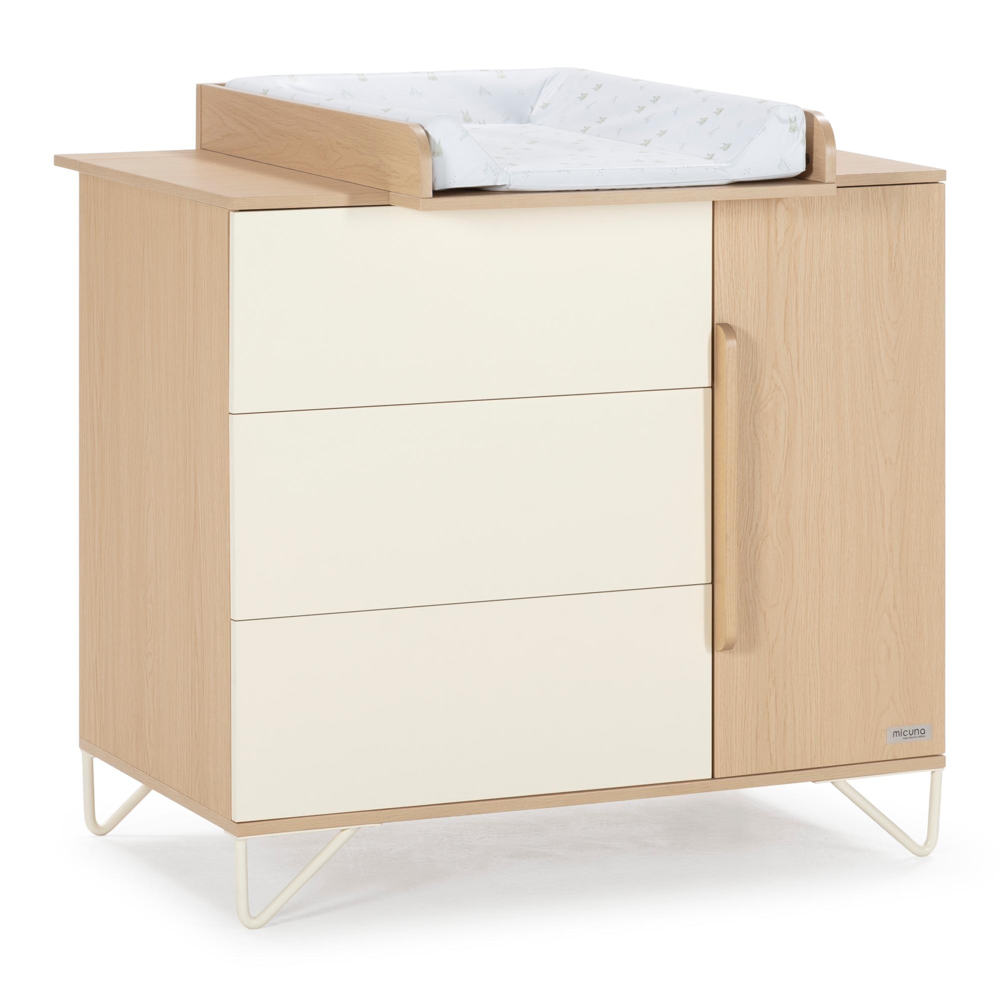 Cómoda infantil (3 gavetas e 1 porta) Micuna Amaia Natural-3