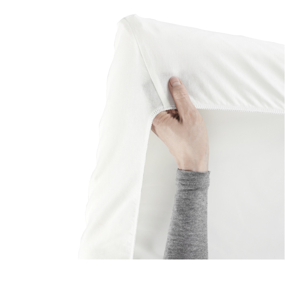 Lençol de Baixo Ajustável para Berço de Viagem - Branco Branco-1