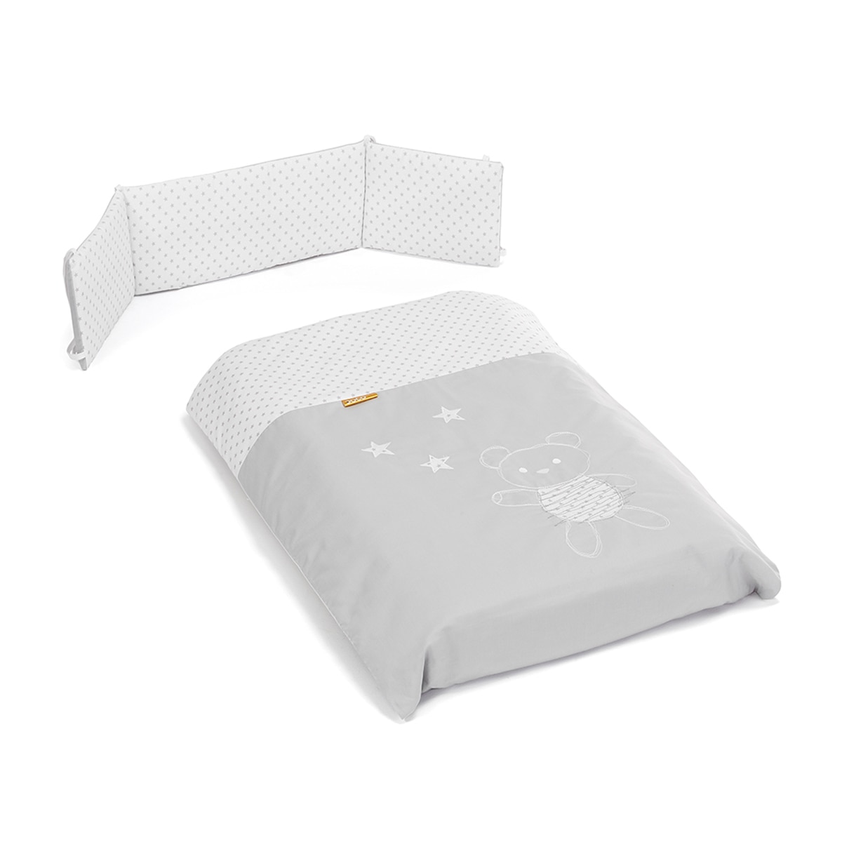 Conjunto de Capa de Edredão + Protector para mini berço Doco Sleeping (50 x 90 cm) Cotinfant Bear cinzento Cinzento-1