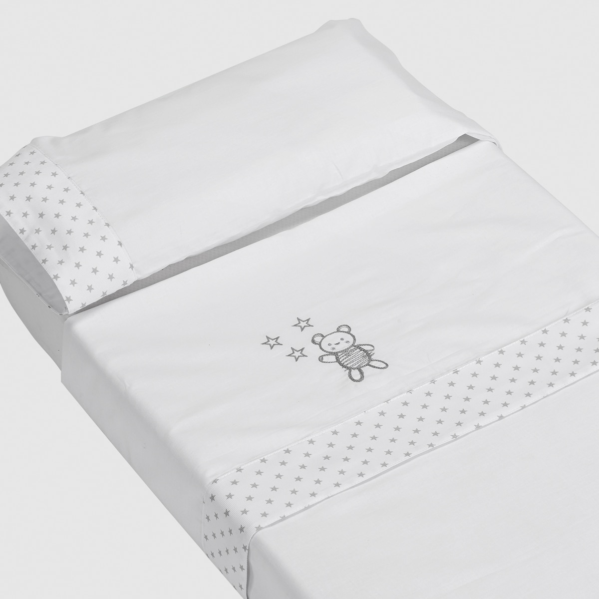 Conjunto de Lençóis para Mini Berço Doco Sleeping Bear - 2 Peças Cinzento-1
