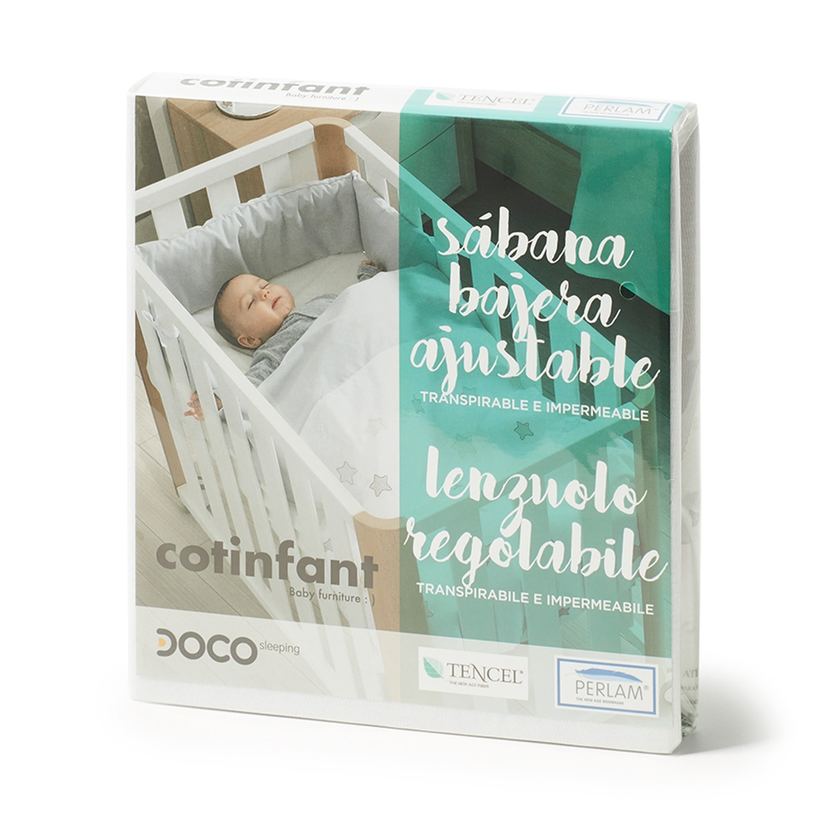 Lençol de Baixo Ajustável para Berço Doco Sleeping com Protetor - Branco Branco-3