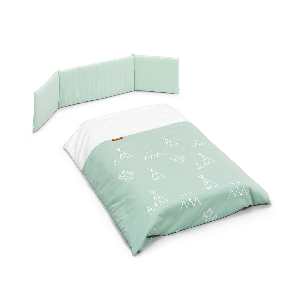 Conjunto de Edredão Nórdico + Protetor Verde-1