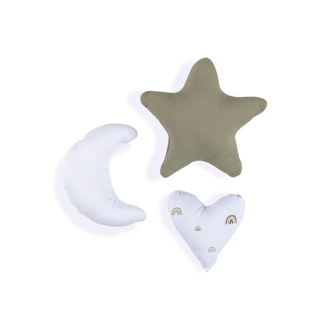 Set 3 cojines infantiles (luna, estrella, corazón)