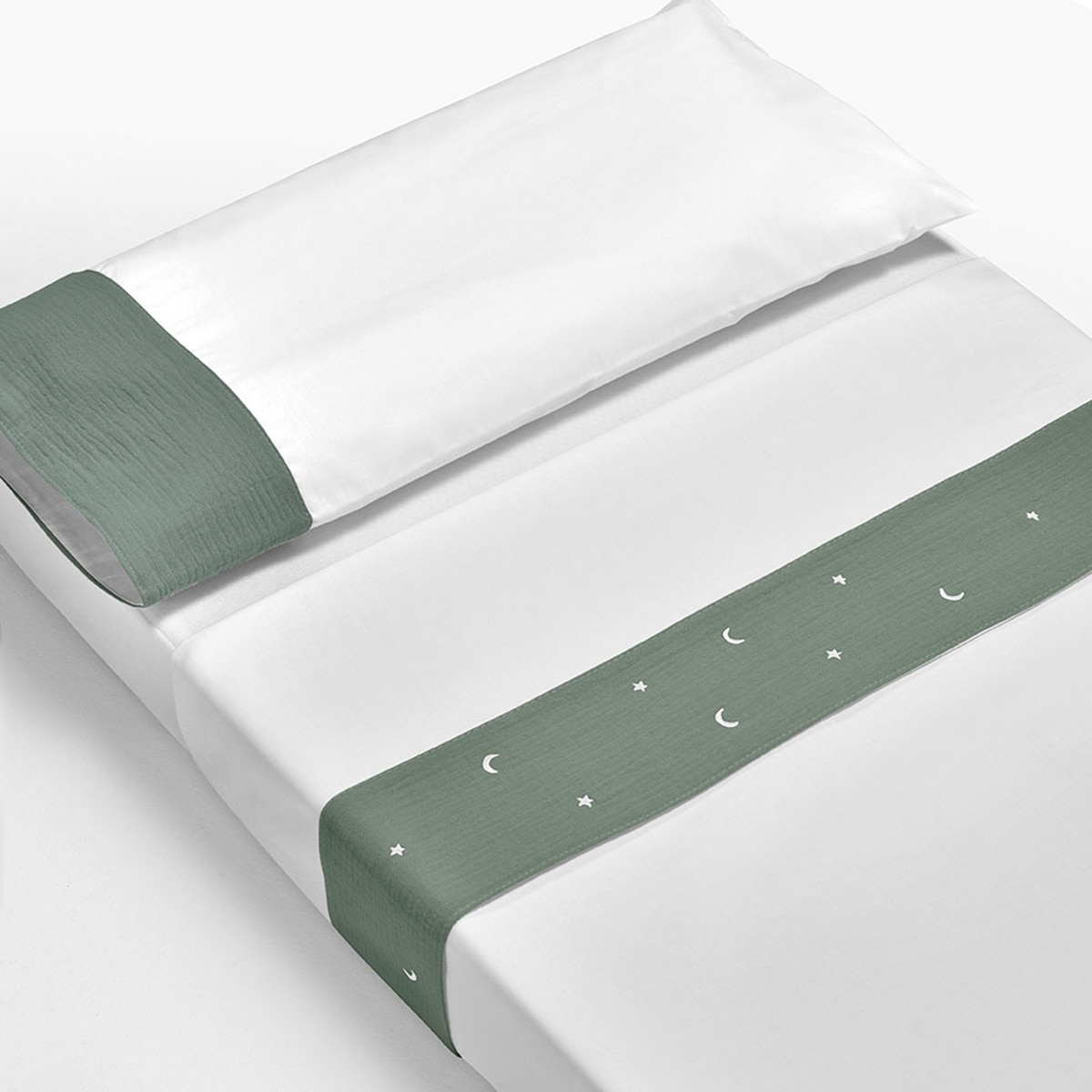Conjunto de Lençóis 2 Peças Sena Verde-escuro-1
