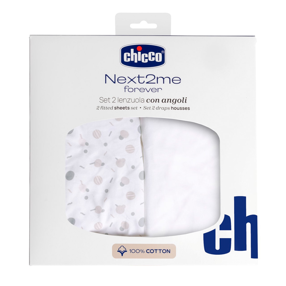 Set 2 sábanas bajeras Chicco Next2Me Forever Colección Algodón (58X110 cm) - Blanco Blanco-2