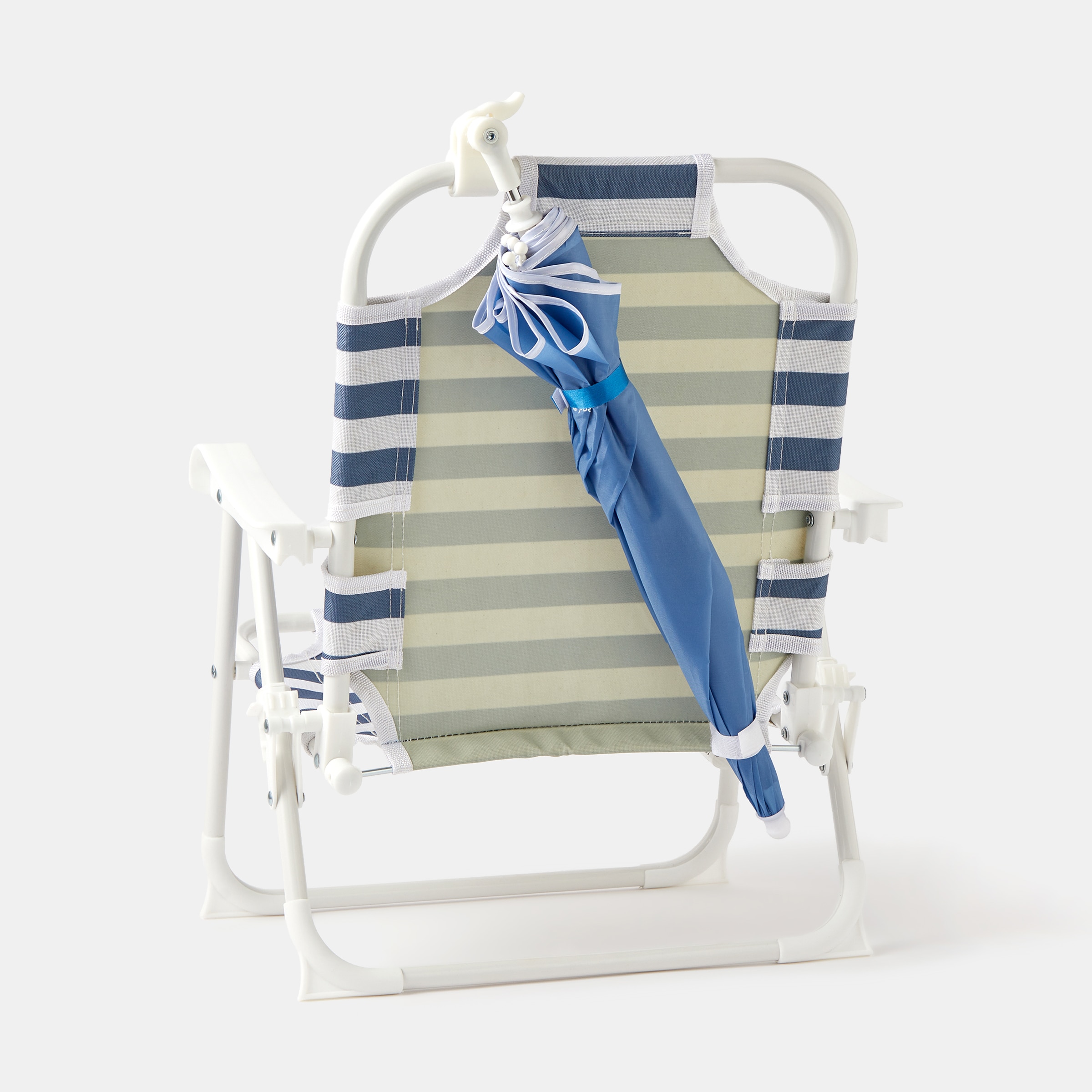 Cadeira de Praia Infantil com Guarda-sol Azul-marinho-4