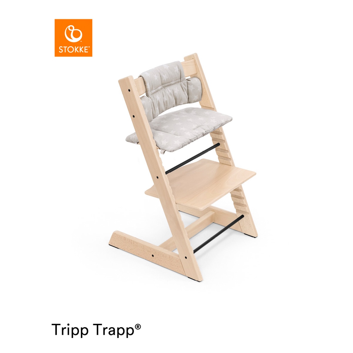 Almofada clássica para cadeira de refeições Tripp Trapp stars silver prateada Prata-5