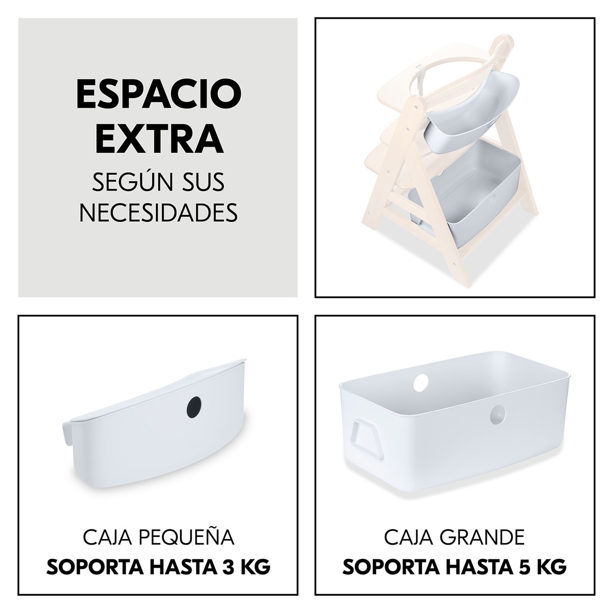 Caixa de Armazenamento de Cadeira de Refeição Alpha Box Set Branco-4
