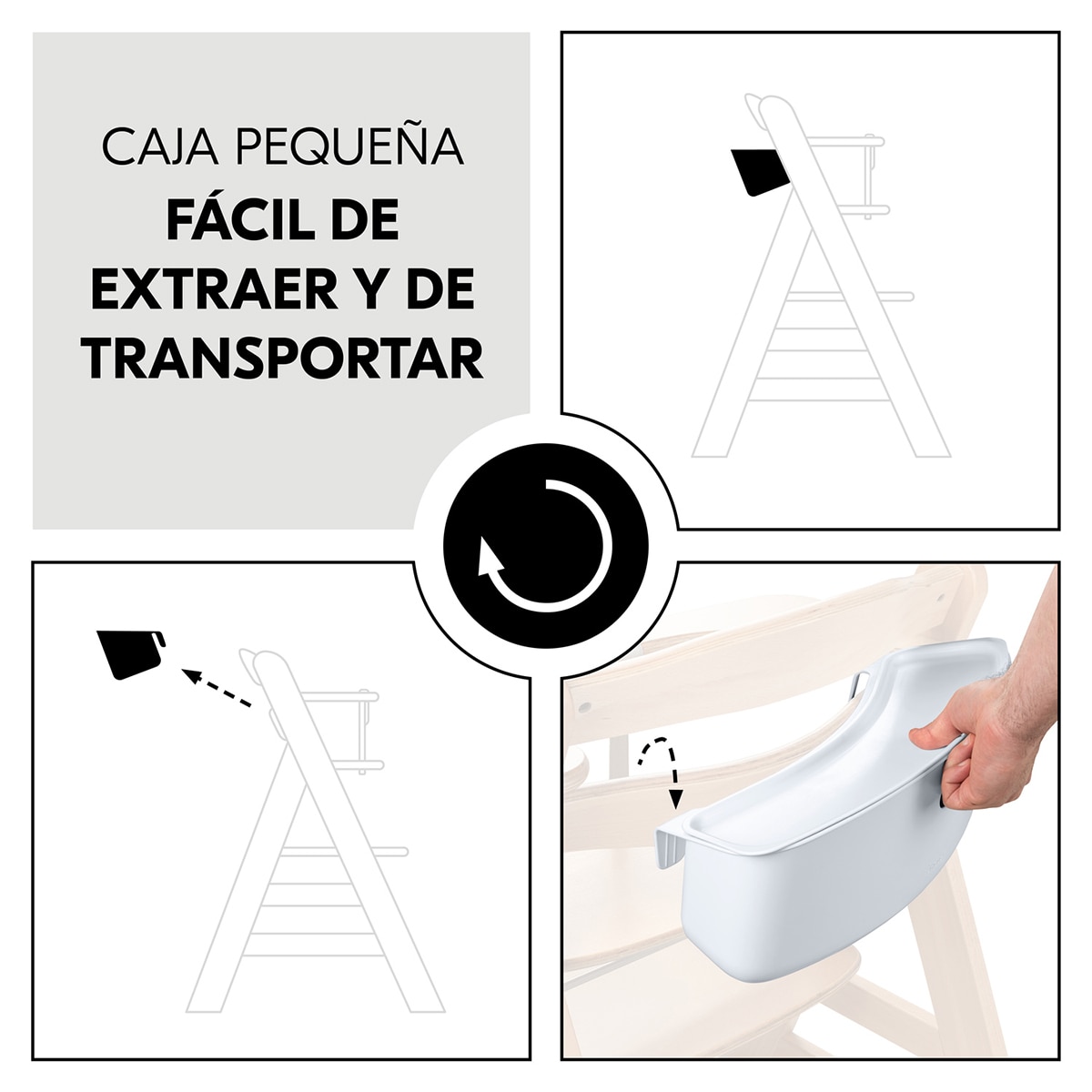 Caixa de Armazenamento de Cadeira de Refeição Alpha Box Set Branco-6