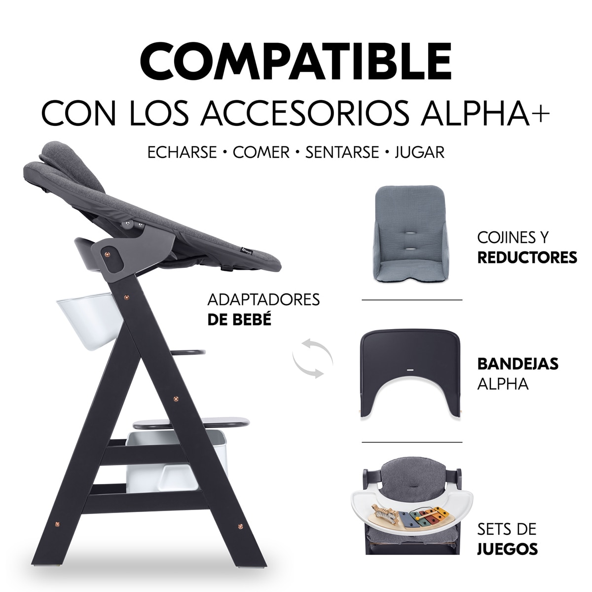 Caixa de Armazenamento de Cadeira de Refeição Alpha Box Set Branco-7